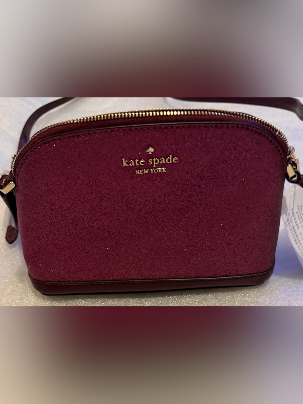 kate spade Plum Leather Crossbody Camera Bag with Gold Hardware WWT